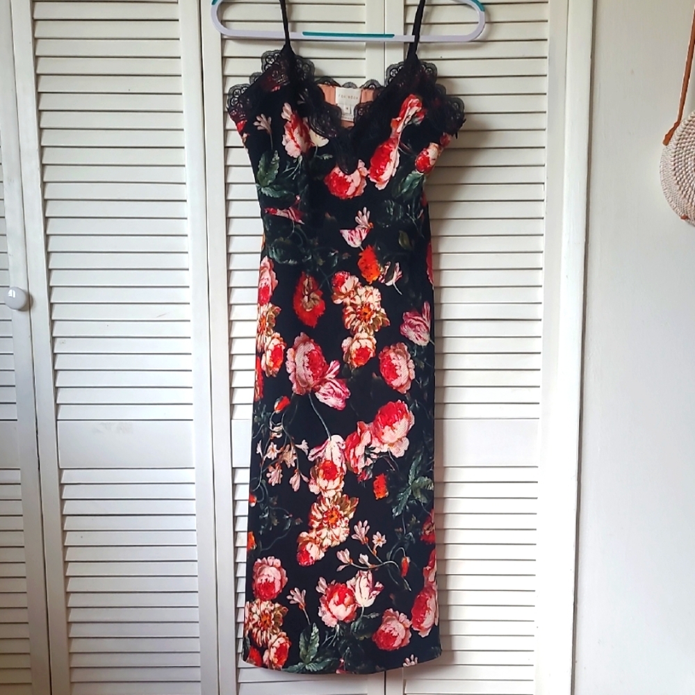 Floral Lace Trim Dress